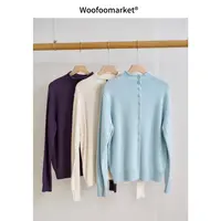  【海街日集】 绵绵兔 半高领单排方扣长袖针织衫女冬季 AWMY356