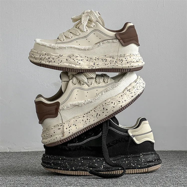 7cm隐形内增高泼墨情侣款溶解鞋复古拼接设计休闲百搭运动鞋男