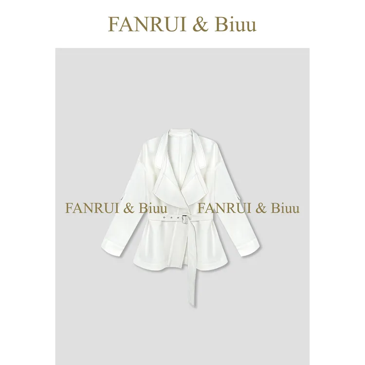 FANRUI/泛芮「甜心小西」系带时髦洋气高级气质百搭风衣外套B17899