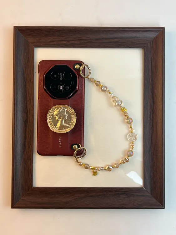 品申原创小众酒红色金属支架手提链条适用华为mate80pro手机壳