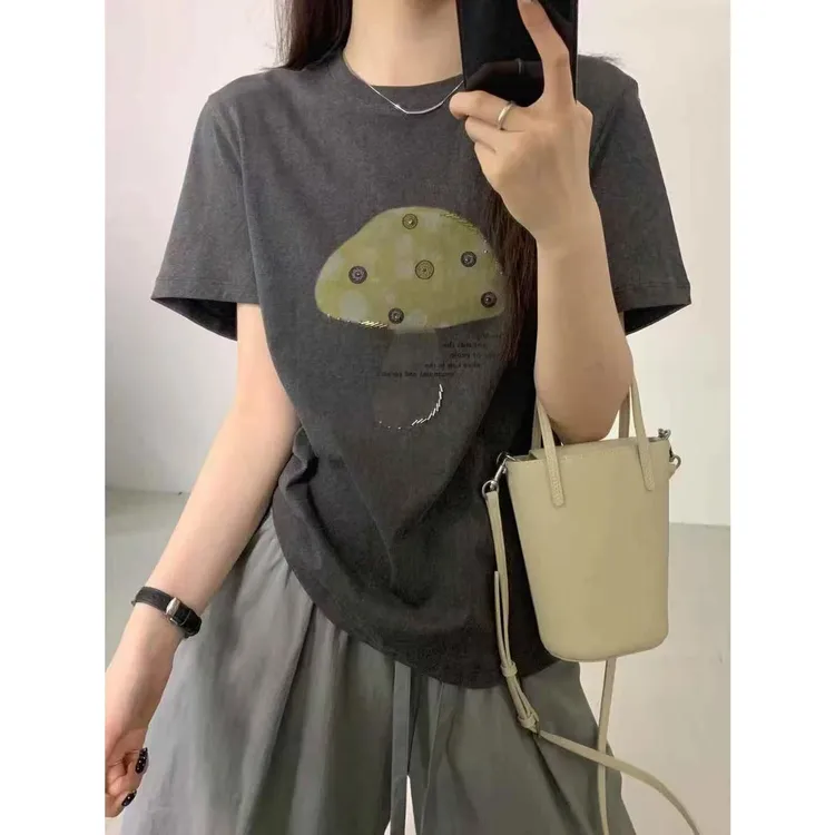 设计感夏季减龄小蘑菇T恤短袖