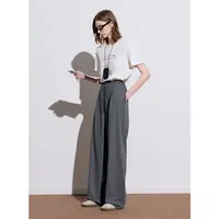 【莱赛尔+醋酸】三彩2025秋季新款休闲裤松紧腰直筒阔腿长裤女M