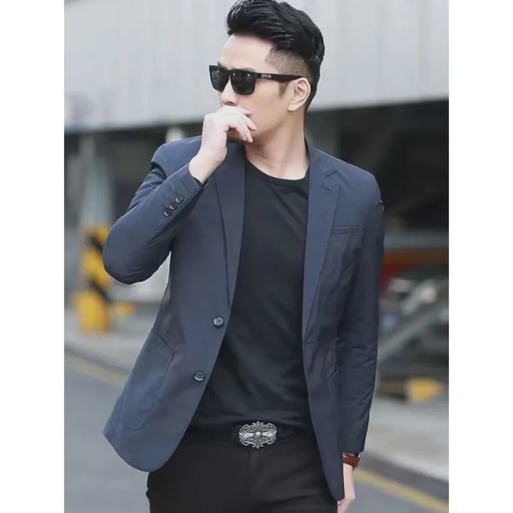 春秋薄款休闲西装男士修身单西服上衣韩版潮流色青年小西装外套