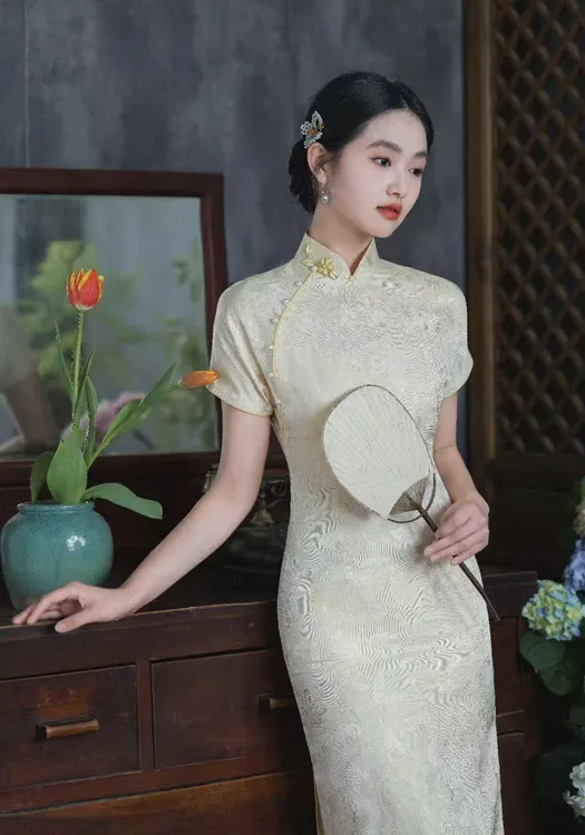 【蝶恋花开】中国风复古显瘦少女修身旗袍日常复古旗袍双层衣长120