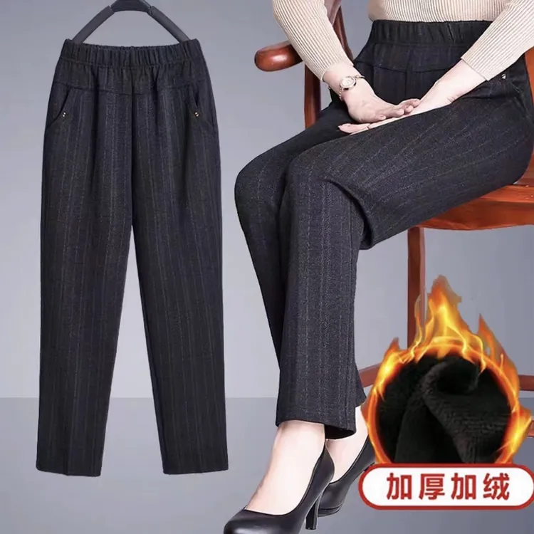 中老年人女裤加绒加厚裤子高腰外穿奶奶加绒保暖裤妈妈加绒裤子