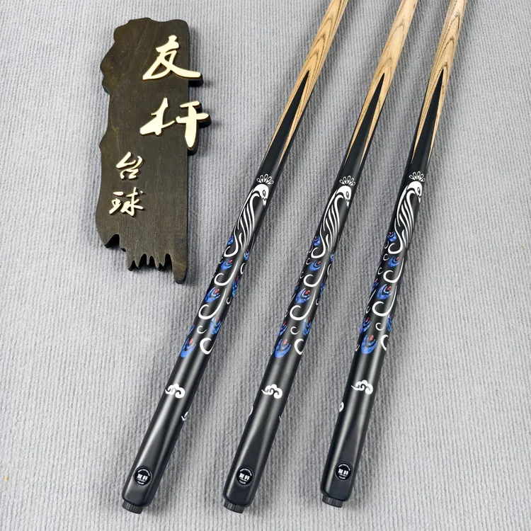 台球杆小头杆黑八球杆斯诺克中式黑八桌球杆球厅会员杆手工一体杆