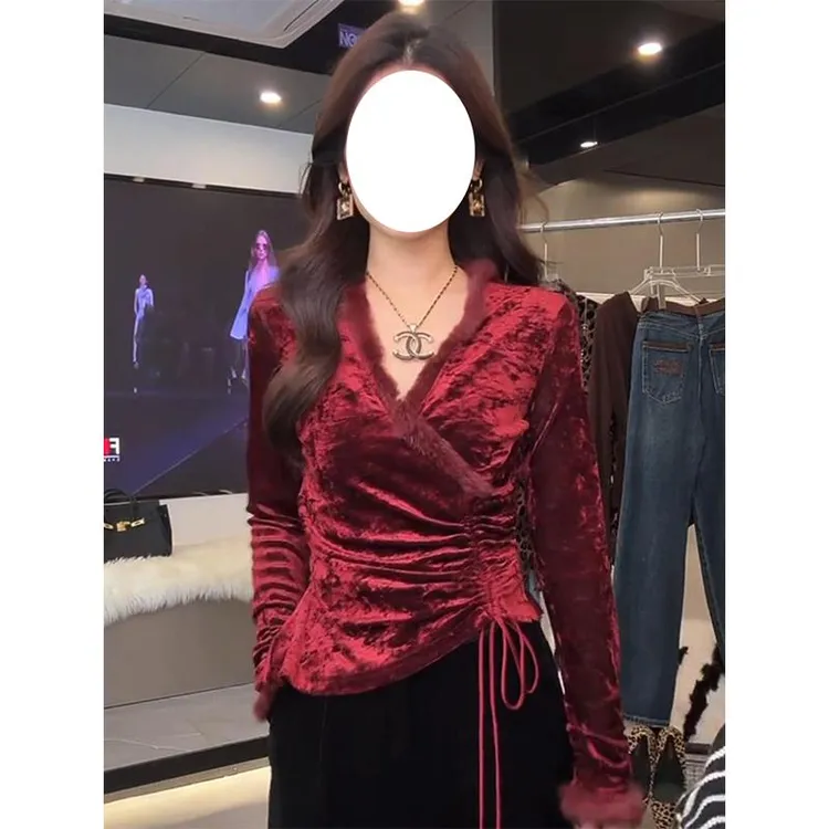 红色衬衫女款2025新款爆款高级感覆古风情万种的衬衫新中式上衣