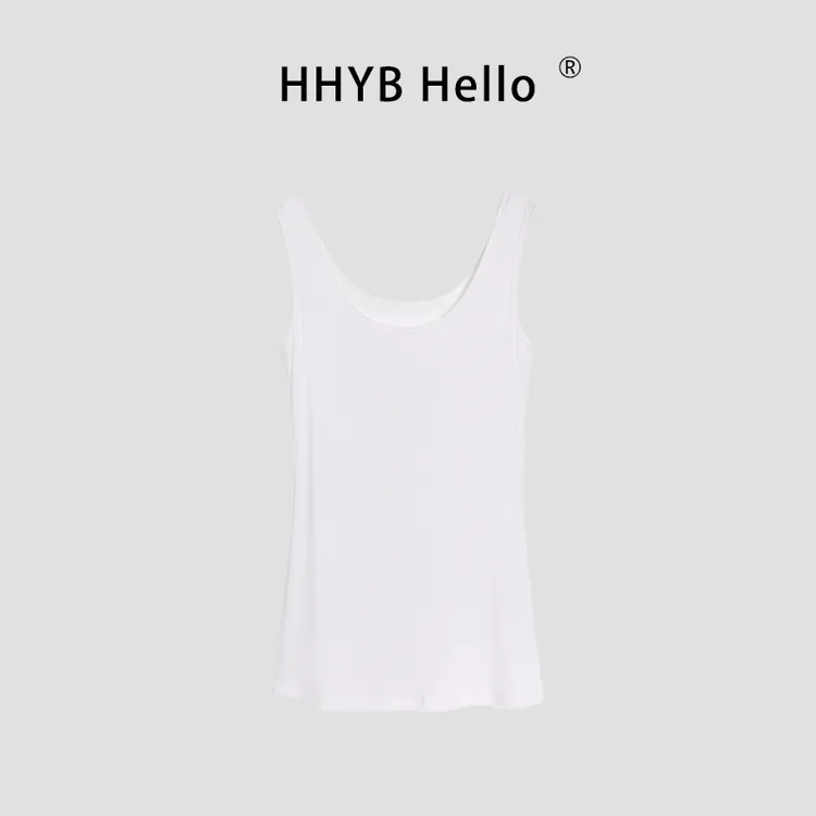 HHYB Hello2025春夏新款辣妹简约高级感可叠穿大圆领背心253021