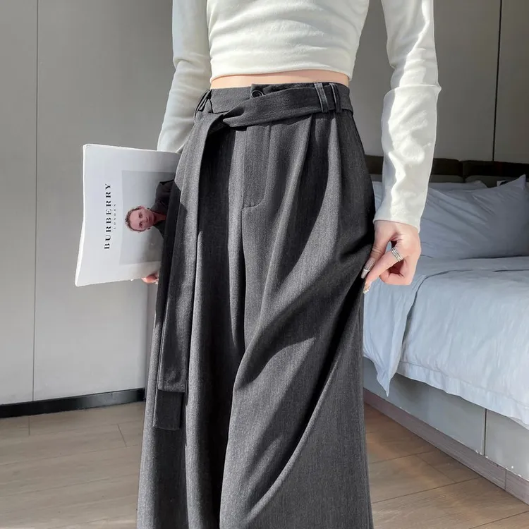 春季新款西装裤高腰窄版阔腿裤直筒休闲裤拖地裤女春秋显瘦夏季