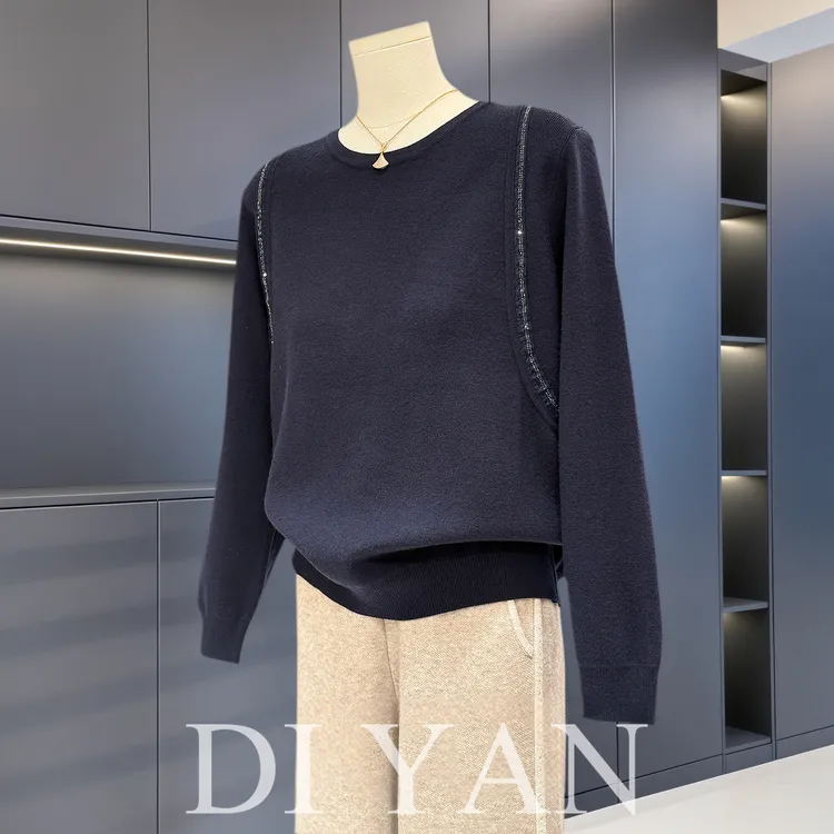 时尚休闲妈妈装针织衫女2025秋冬新款上衣气质百搭中老年毛衣打底