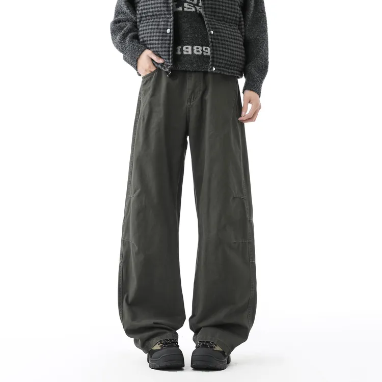 2025秋冬新款美式弯刀休闲裤男女高街潮流高级感宽松直筒阔腿长裤