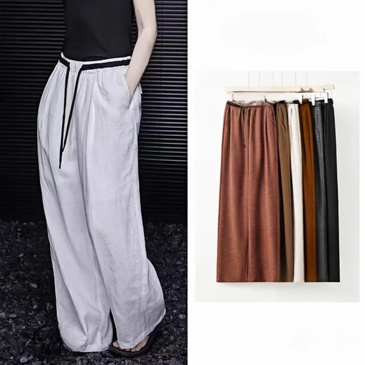 【专柜正品】雨露亚麻夏季新品通勤垂感休闲百搭时尚简约宽松休闲裤