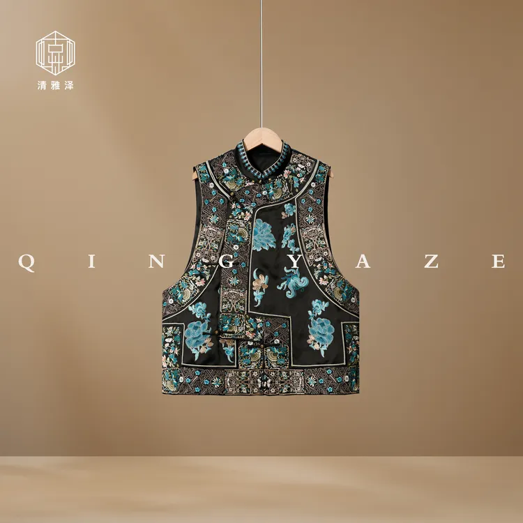 青崖绣雪！重工醋酸重工刺绣新中式马甲！GZ5561