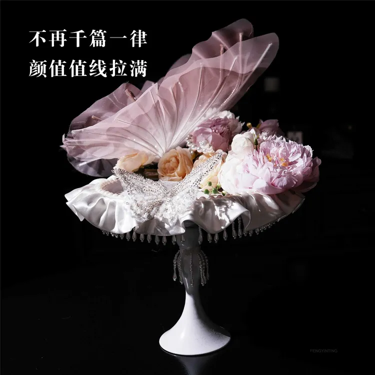 凤吟婷中式婚礼仿真花装饰婚房婚鞋高颜值假花铁盒鞋架备婚摆件