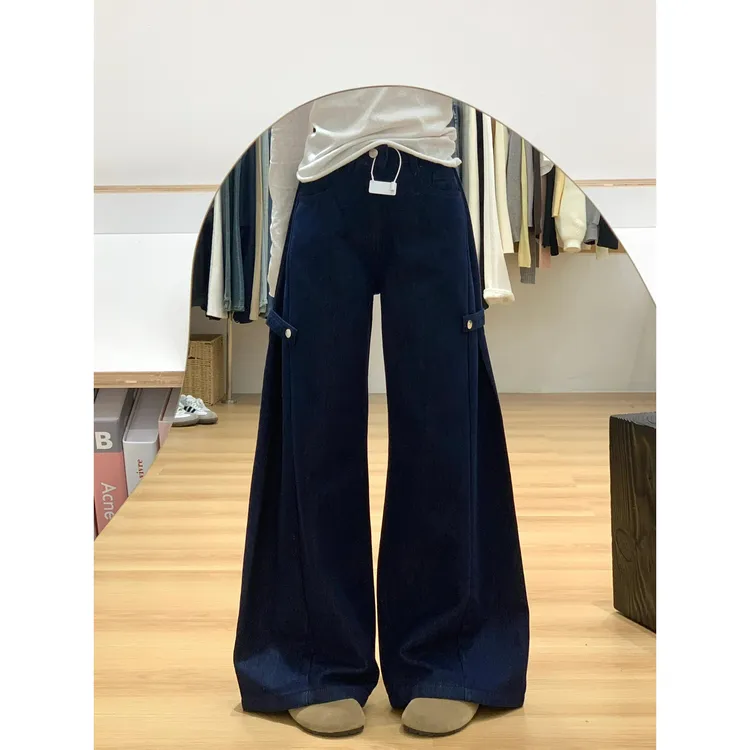 UNIU牛仔】 潮牌复古搭扣宽松慵懒松弛感阔腿牛仔裤  ML8127#  XJ