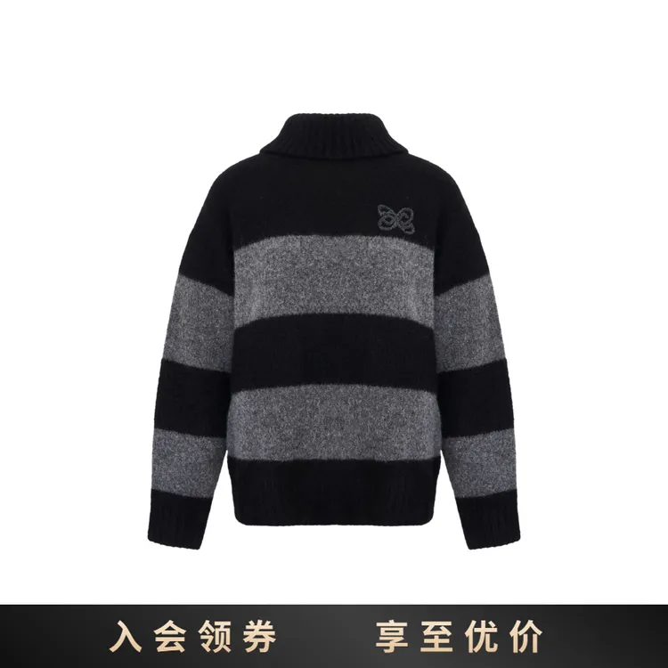 ANN ANDELMAN 针织圆领常规条纹女常规款衫通勤风