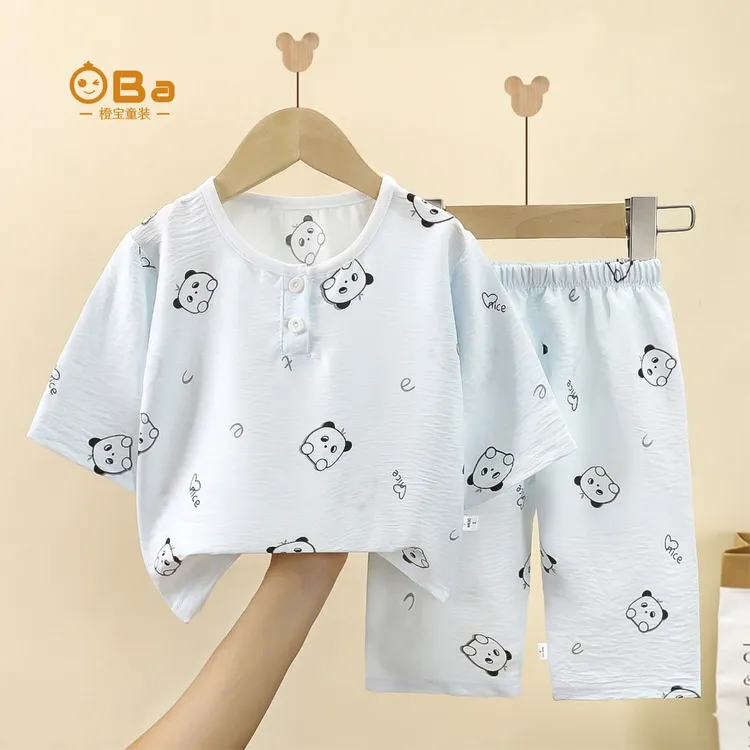 儿童睡衣夏季薄款男女童家居服套装空调服两件套