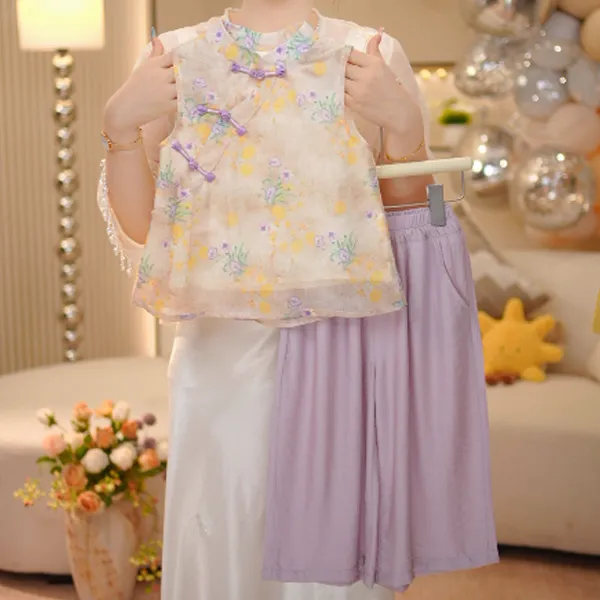 女童夏套装2025新款新中式小女孩旗袍改良汉服儿童衣服童装两件套