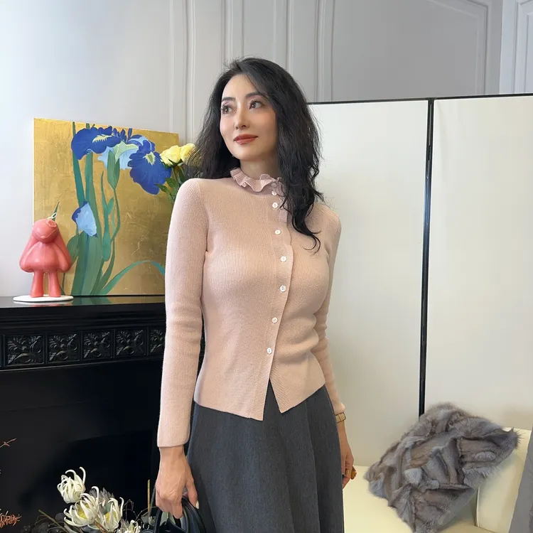 Susie专属三利元创秋冬显瘦百搭100山羊绒上衣打底衫设计感开衫6054