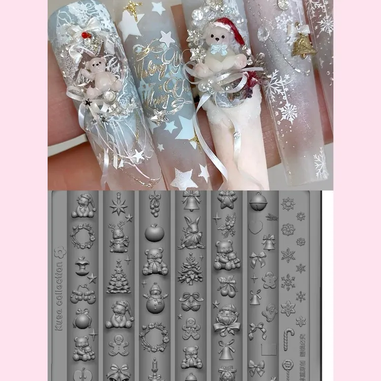 Kusacollection｜12.1模具合集圣诞泰迪熊水晶球all in美甲饰品