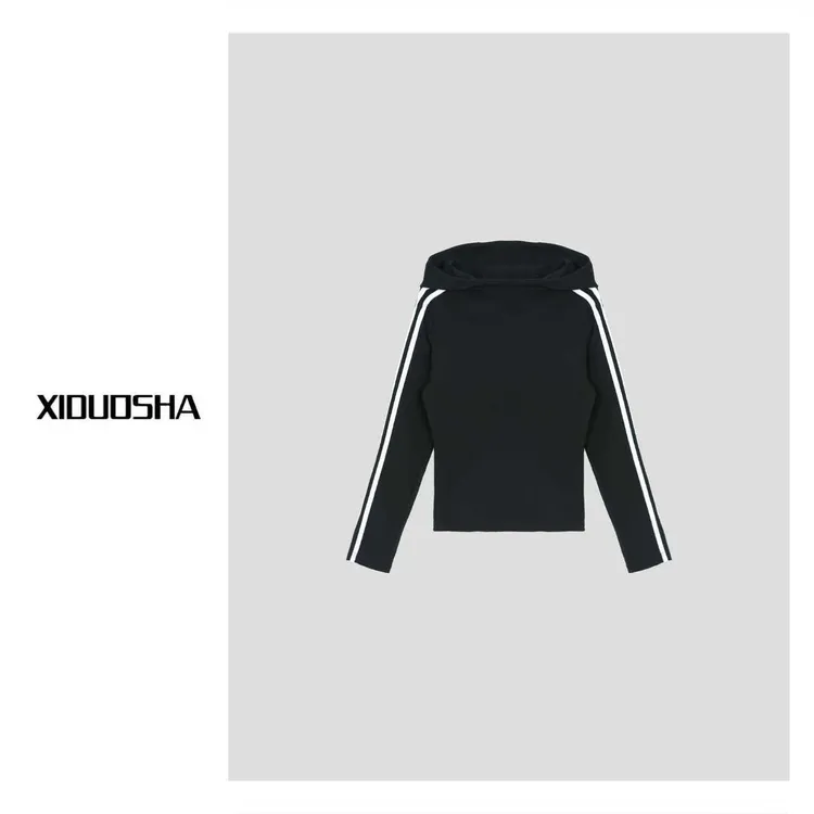 XIDUOSHA/喜朵莎原创设计款连帽拼条卫衣 XDS1541