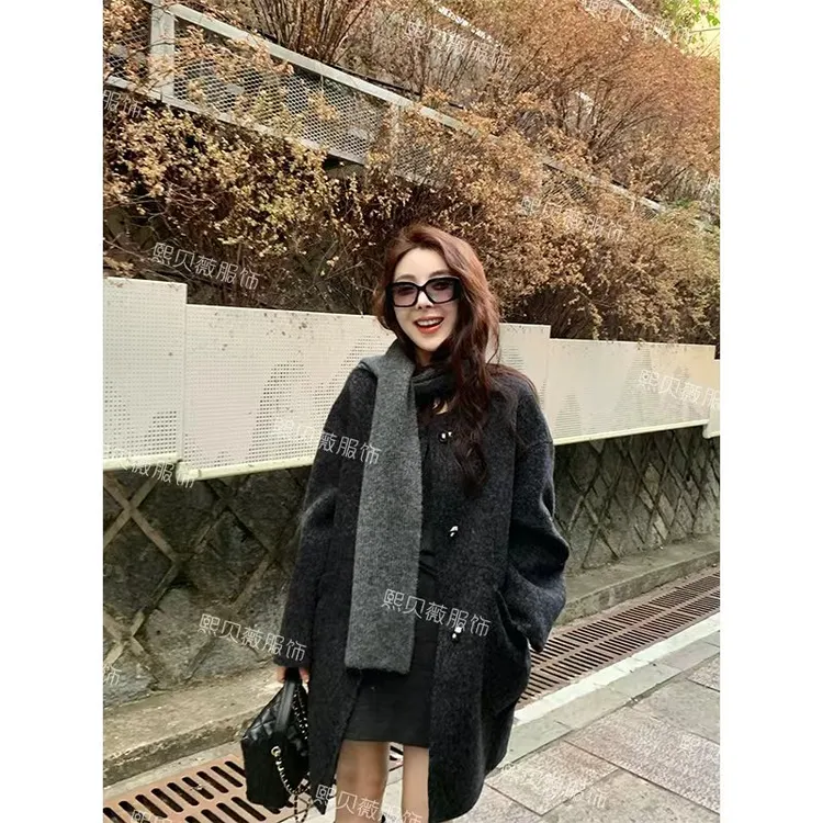 熙贝薇5【冬日爱丁堡】欧货羊毛羊驼毛廓形大衣秋冬毛呢外套 G5550