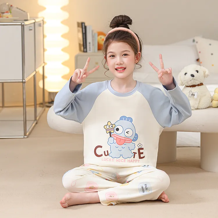 小女孩春秋季长袖睡衣新款可爱洋气套装舒适透气可外穿儿童家居服