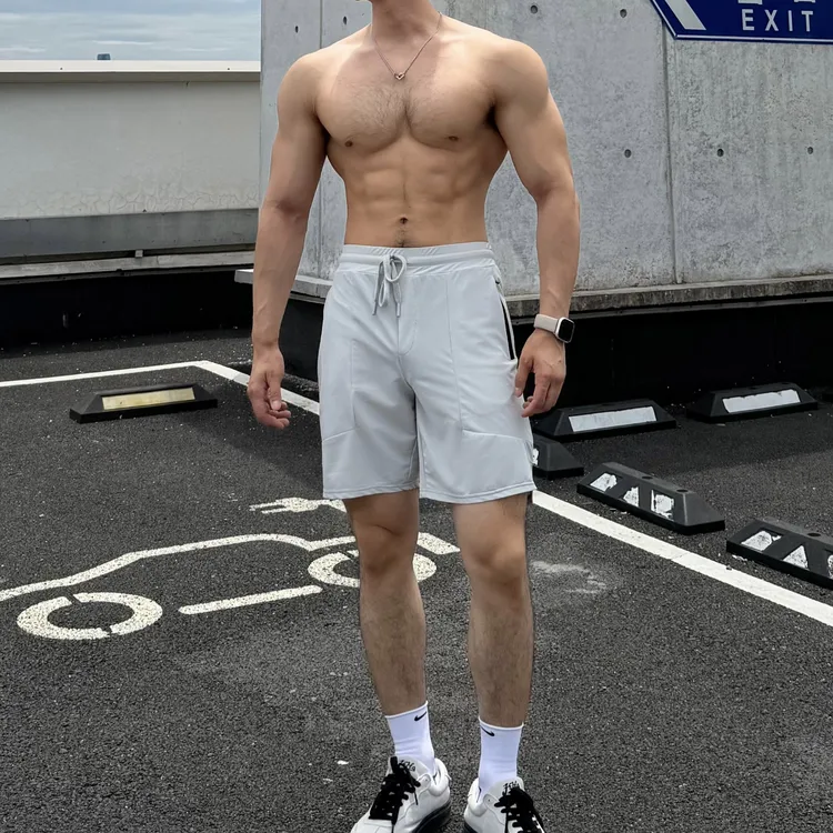 夏季男士户外简约运动轻薄速干透气健身休闲四分短裤健身短裤