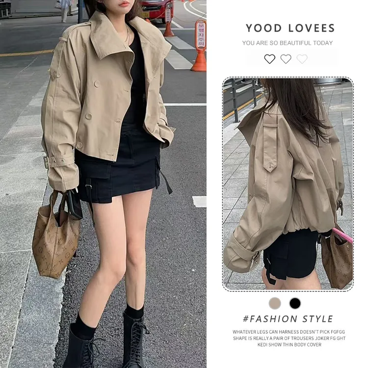 韩系时髦时尚套装裙女高级感气质显瘦翻领外套+高腰短裙两件套潮