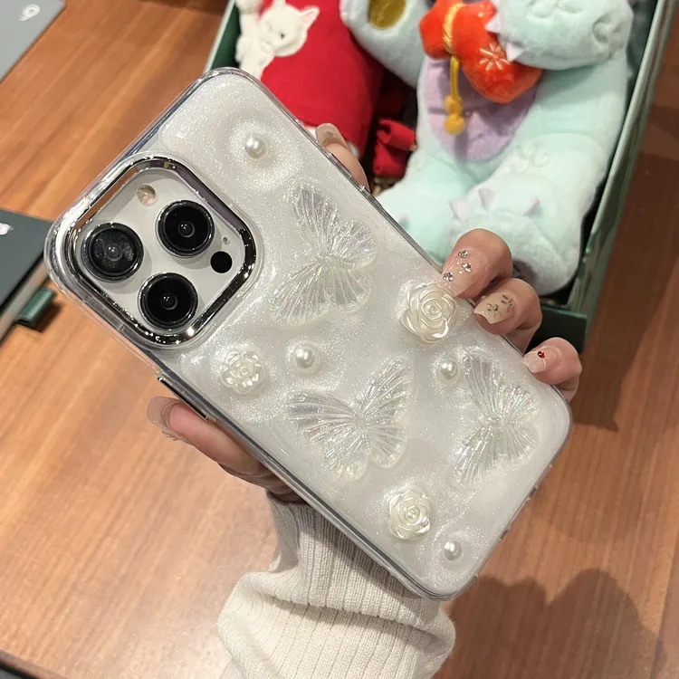 ins立体滴胶蝴蝶适用苹果14手机壳iPhone13新款12防摔硅胶保护套