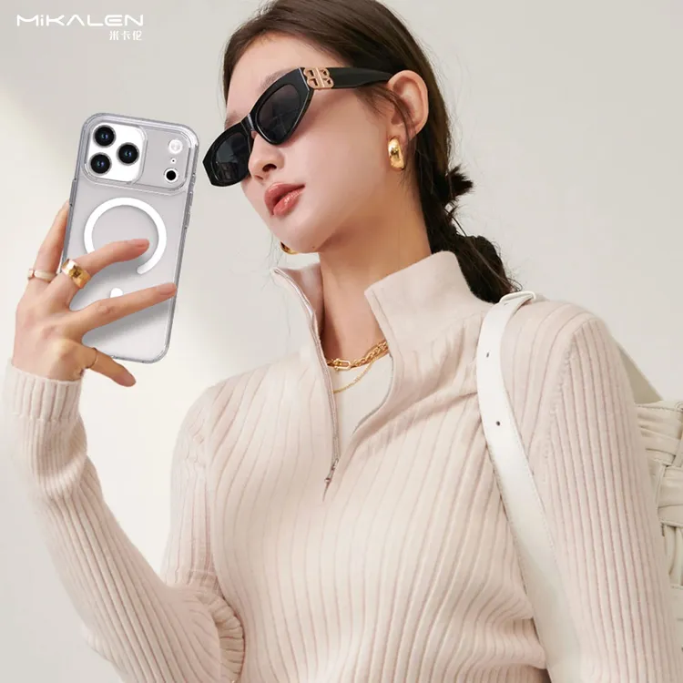 Mikalen/米卡伦晶透磨砂系列适用苹果13~17手机壳 AI按键透明透底
