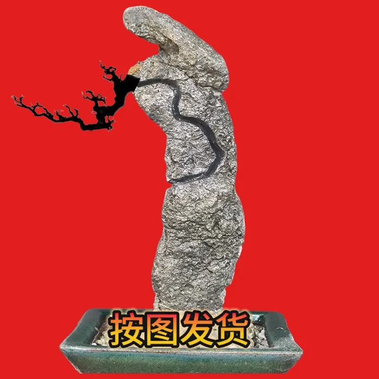 开槽天然英德石小微盆景石专业槽线设计内宽外窄适合福豆榆树黄杨