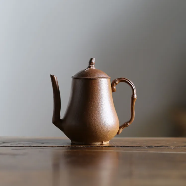 【柴烧】【修竹为形】“悟琢”款 手工精制《不秋水》宜兴紫砂壶 75cc