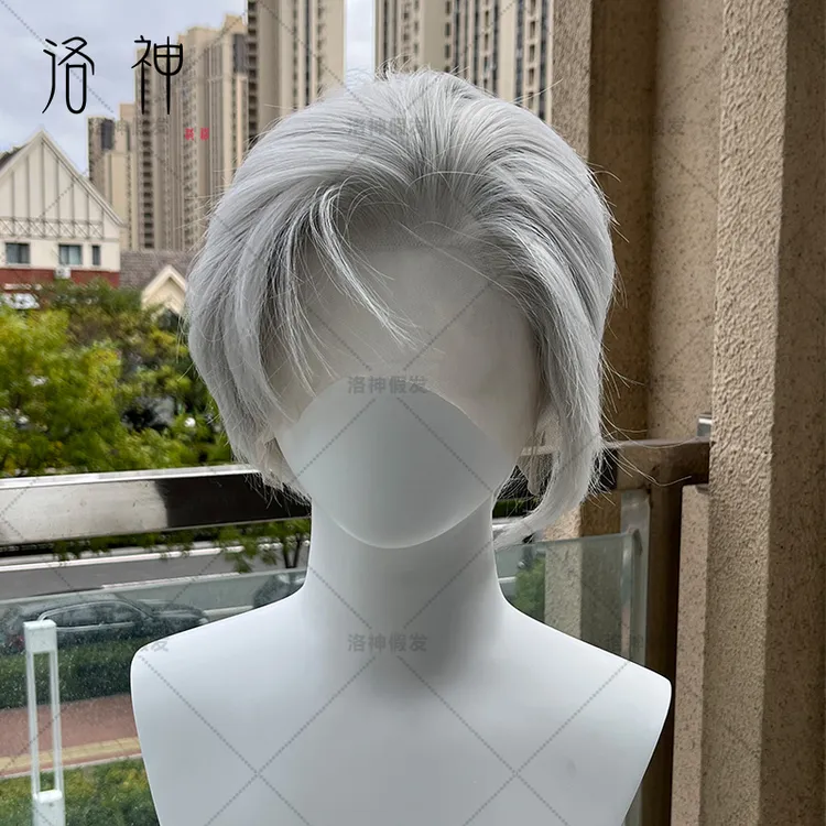 洛神【银灰短发】手钩假发蕾丝cos万用毛查理苏男毛娘造型高温丝