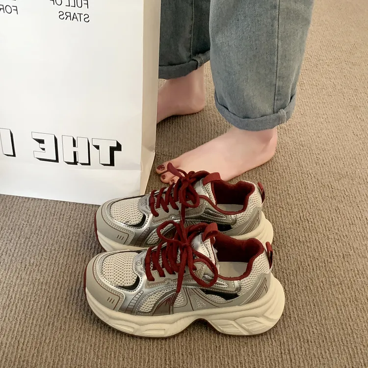 爆款厚底老爹鞋女增高显脚小2025新款春季网红超火百搭运动休闲鞋