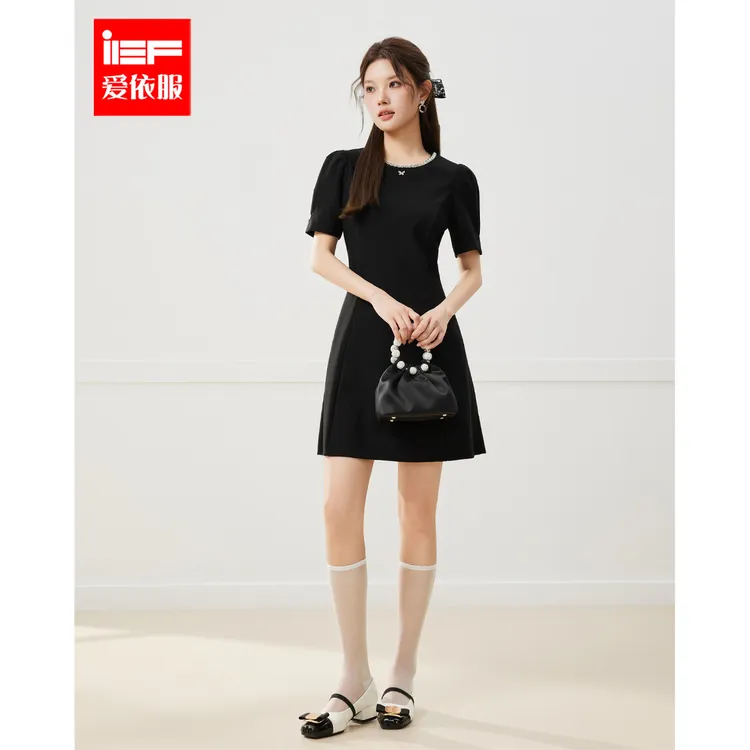IEF/爱依服2025夏季新款法式名媛淑女气质通勤百搭显瘦连衣裙