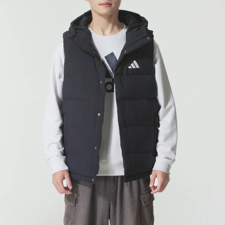 Adidas阿迪达斯羽绒背心男拒水防风保暖运动鸭绒连帽马甲KH3995