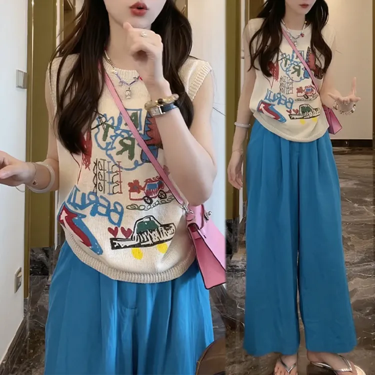 小众高级感时尚套装2025夏新款上班族通勤风女装背心休闲裤两件套