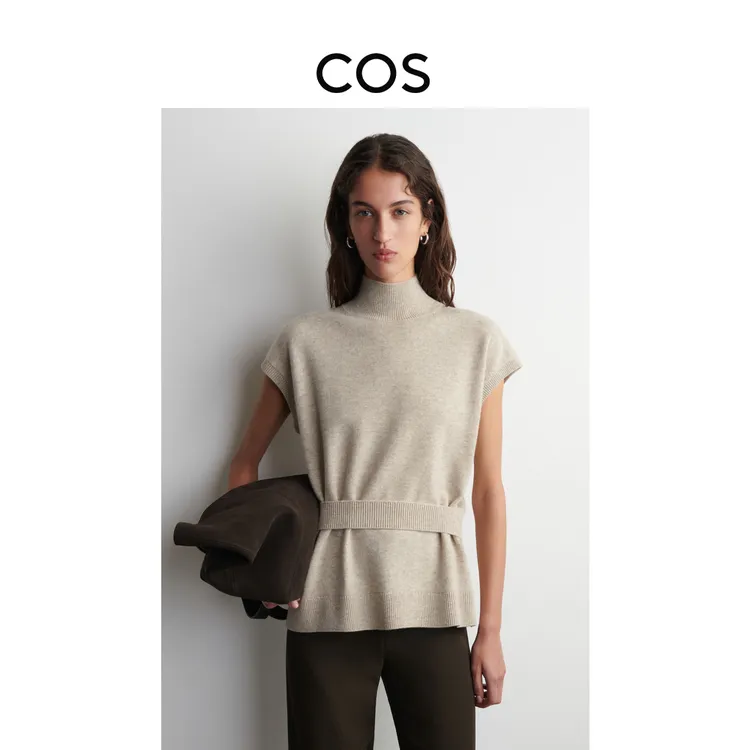 COS女装 标准版型羊毛背心燕麦色2025冬季新品1317127005