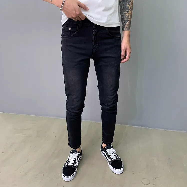 2025新款水洗黑色牛仔裤男士潮流显瘦百搭休闲秋冬季弹力小脚长裤