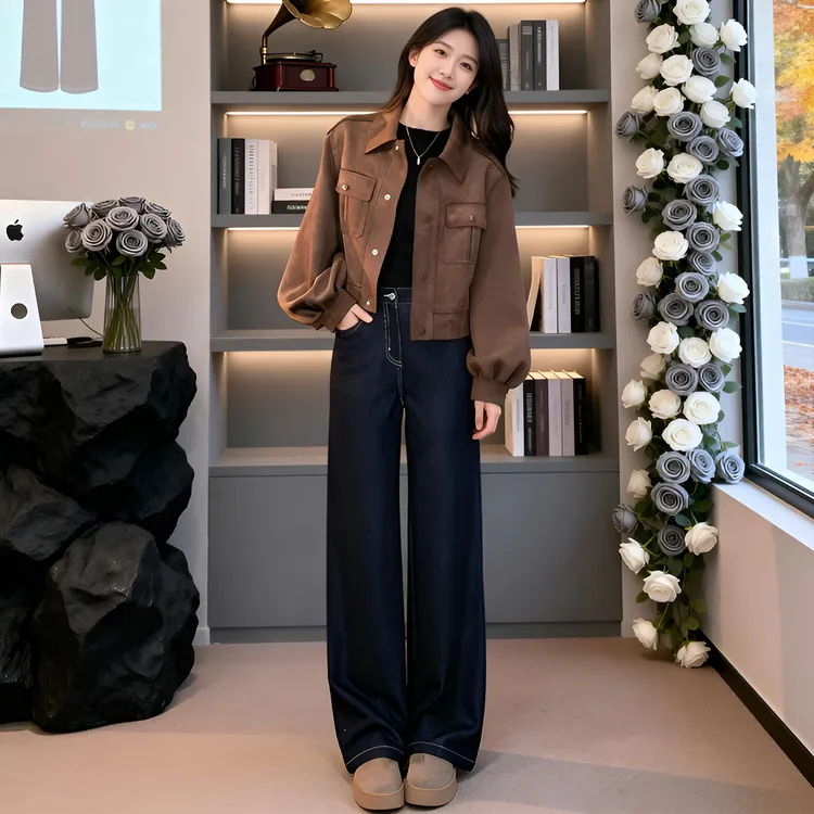 韩版复古设计感小个子翻领外套女2026春秋新款休闲洋气夹克上衣