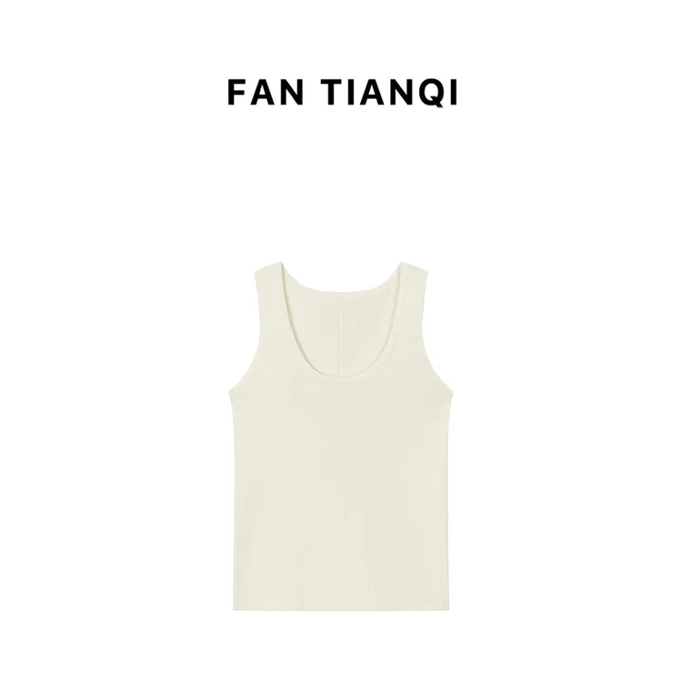 范天奇/FAN TIANQI【小清欢】U领立体条装饰针织吊带背心FWVE52050