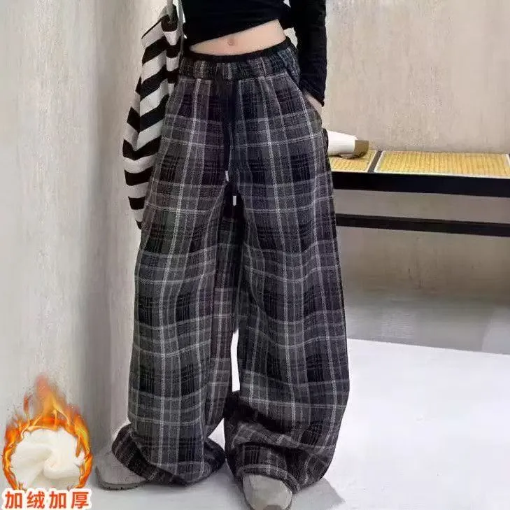 【加绒】女童裤子冬装儿童韩版洋气加厚直筒裤中大童冬季加绒阔腿裤