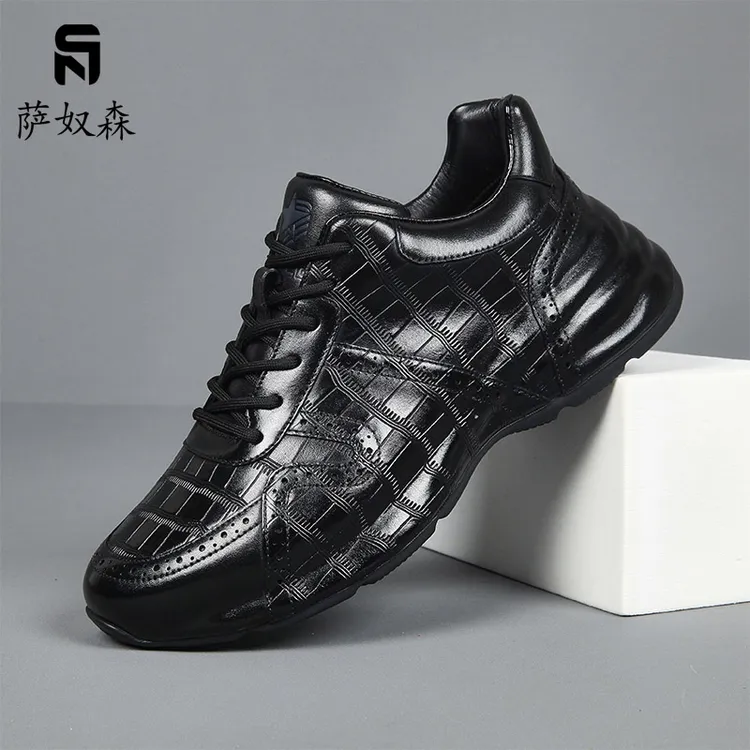萨奴森2025秋冬新款时尚包底休闲运动鞋男士透气百搭手工休闲皮鞋