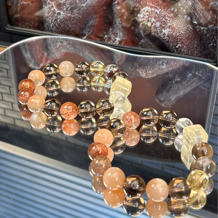 【落日冰橘】黑金超茶水晶手串  天然水晶默认微瑕