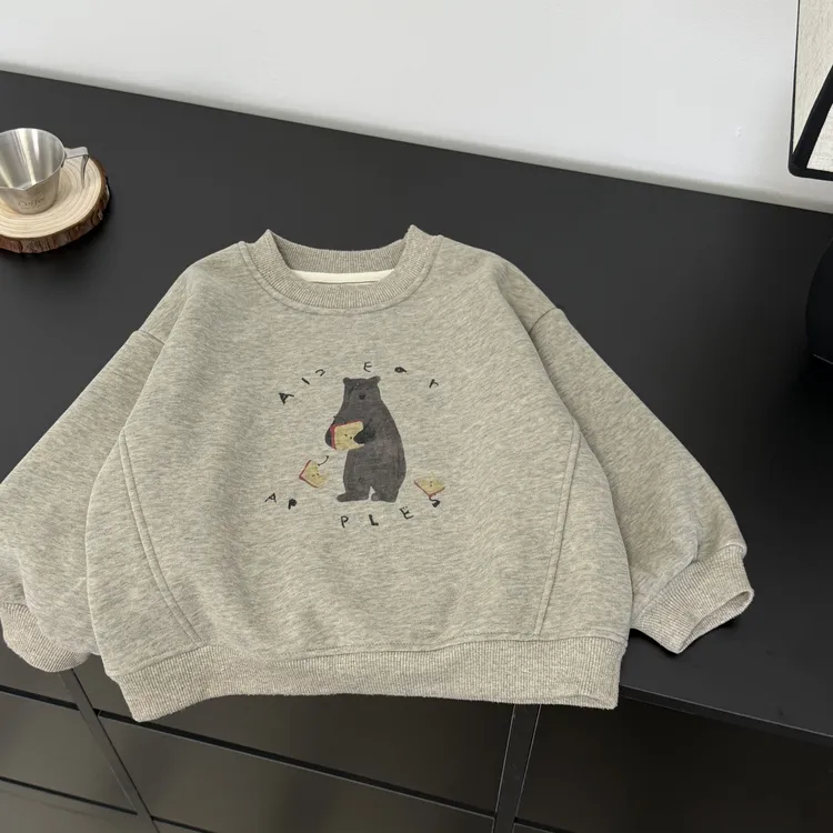 【定制加绒小熊卫衣】男童秋冬上衣2025新款童装儿童加厚打底衫潮