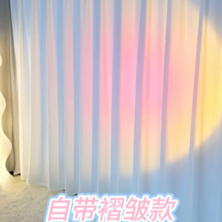 直播背景窗白帘纱帘网红装饰专用播抖音女主播魔术贴布网红纱帘