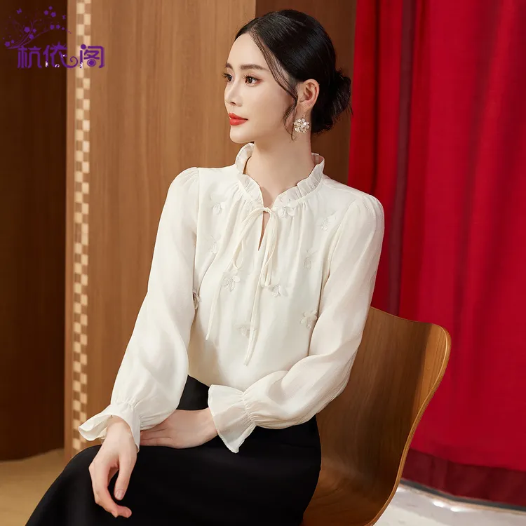 长袖衬衫女2025秋季新款高级感法式气质通勤洋气减龄漂亮小衫上衣