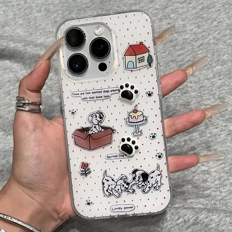雅天立童趣可爱斑点狗爪子适用苹果16手机壳iPhone13华为vivo小米
