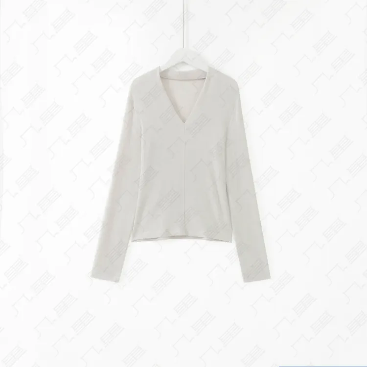 几里与麻 简约百搭V领修身打底衫 衣长51 胸围79 2062356